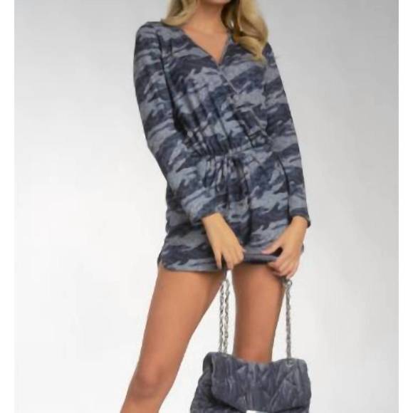 ELAN Pants - NEW ELAN "calia" camo long sleeve romper in blue camo